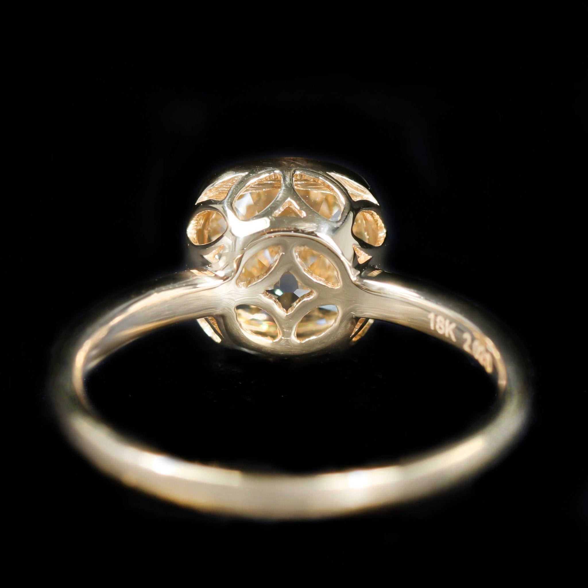 18K Yellow Gold 2.02 Carat Old Mine Cut Diamond Engagement Ring - Walton's Jewelry