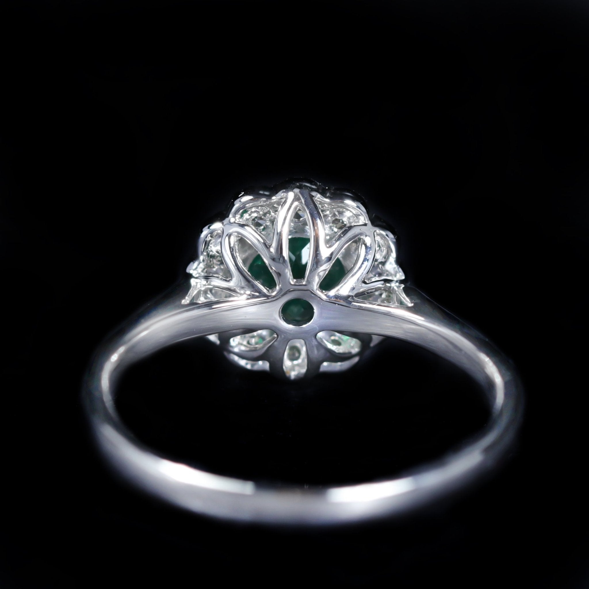14K White Gold 0.78 Carat Emerald and Diamond Ring - Walton's Jewelry