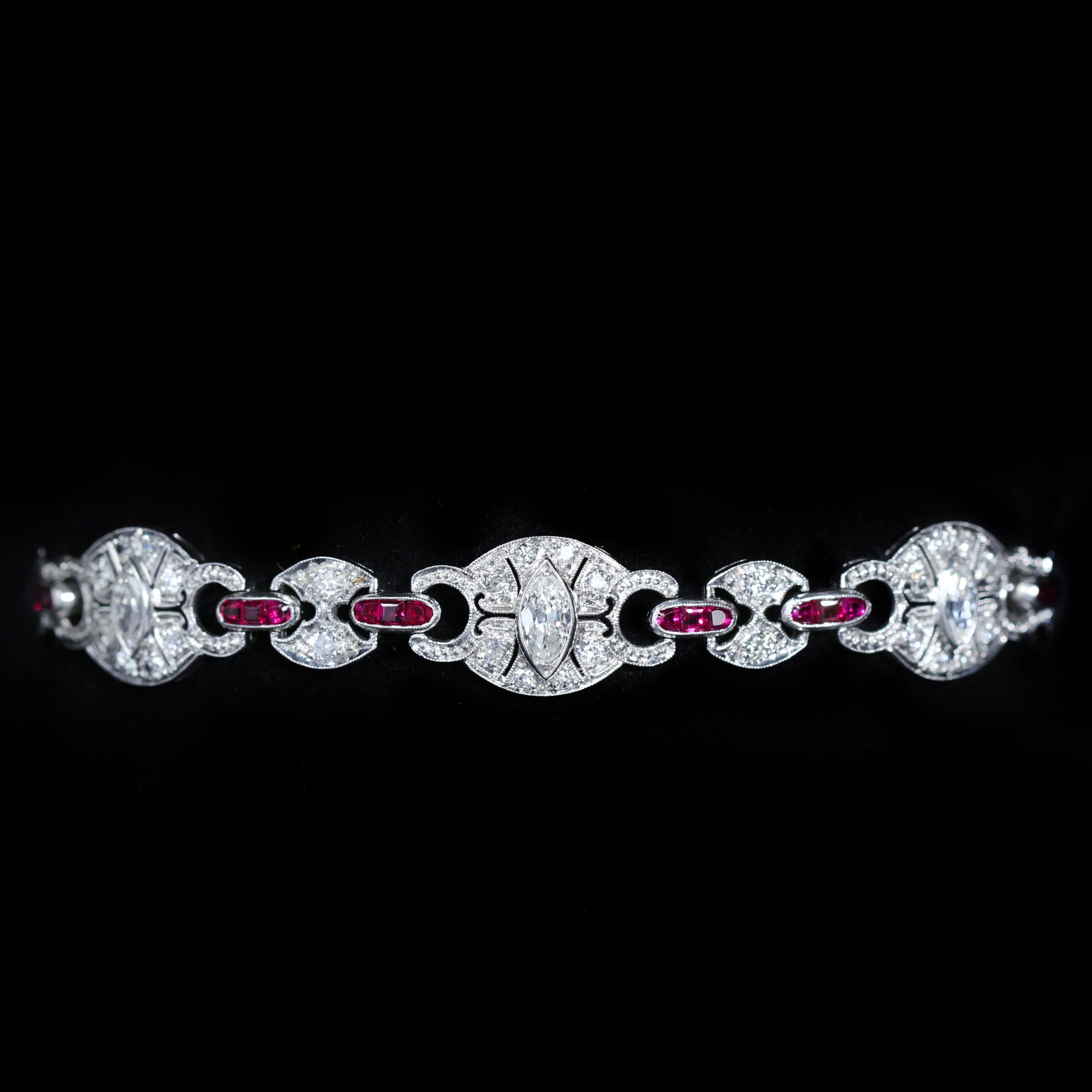 Art Deco Platinum 2.75 CTW Diamond and Ruby Bracelet – Walton's