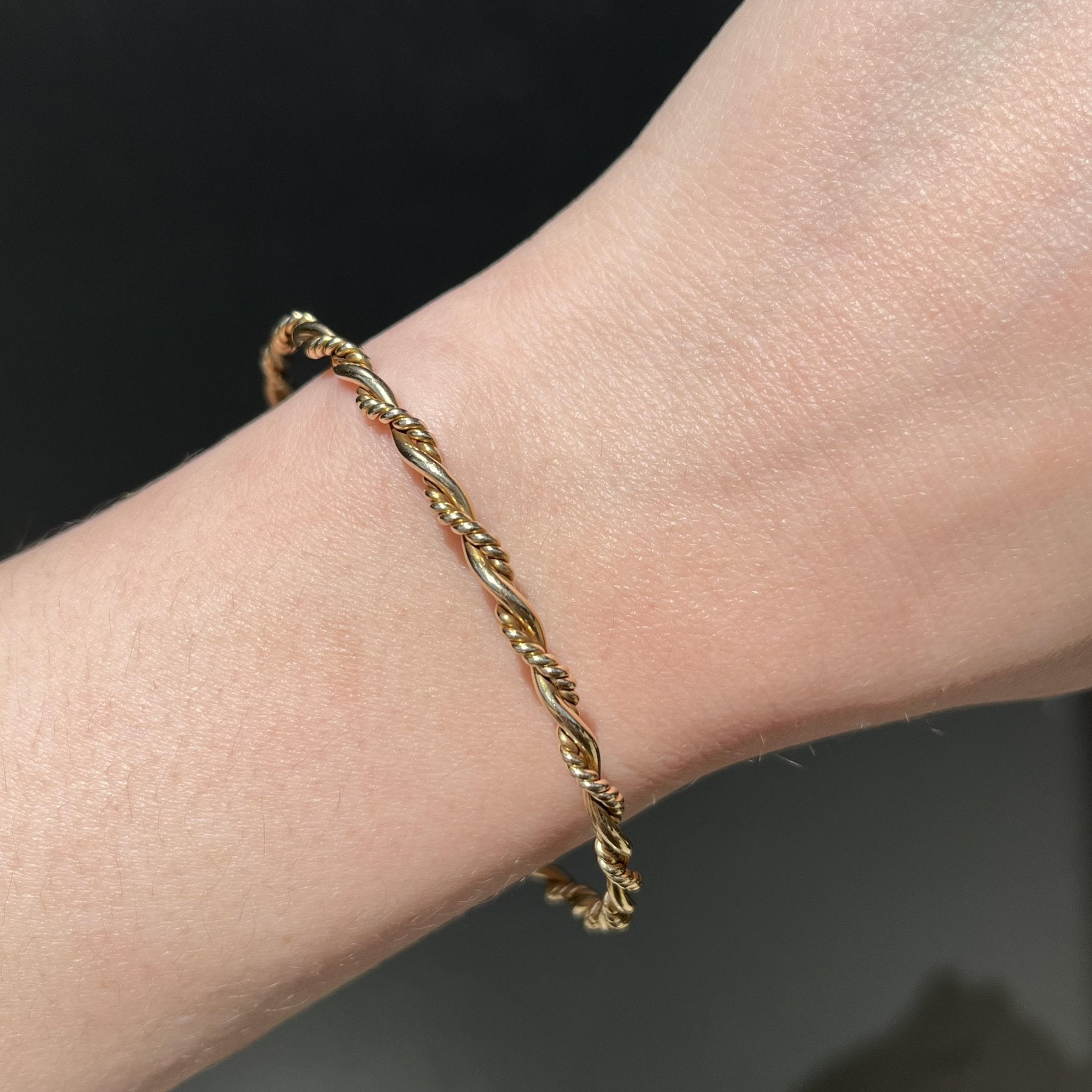 Estate 14K Yellow Gold Rope Bangle Bracelet - Walton's Jewelry