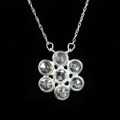 14k White Gold 1.00 CTW Rose Cut Diamond Necklace