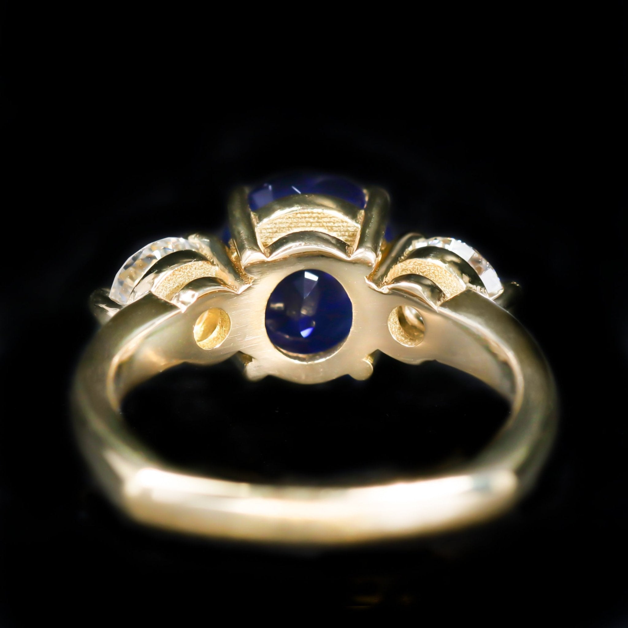 18K Yellow Gold AGL 4.01 Carat Sapphire and Diamond Ring - Walton's Jewelry