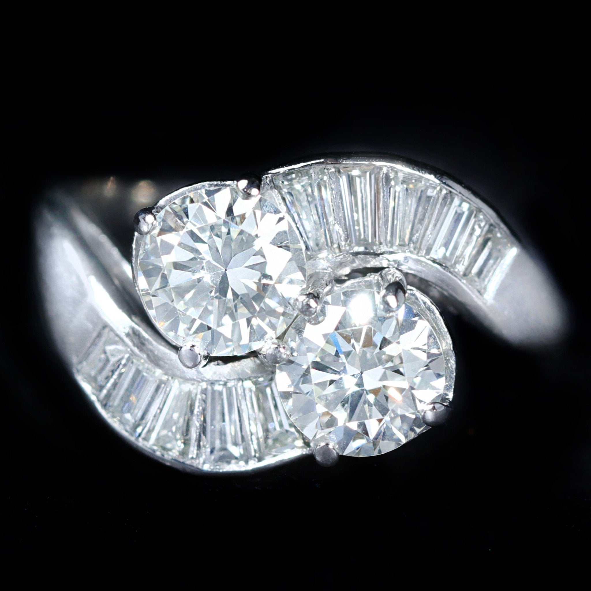 Art Deco 2.50 CTW Diamond Toi et Moi Engagement Ring - Walton's Jewelry