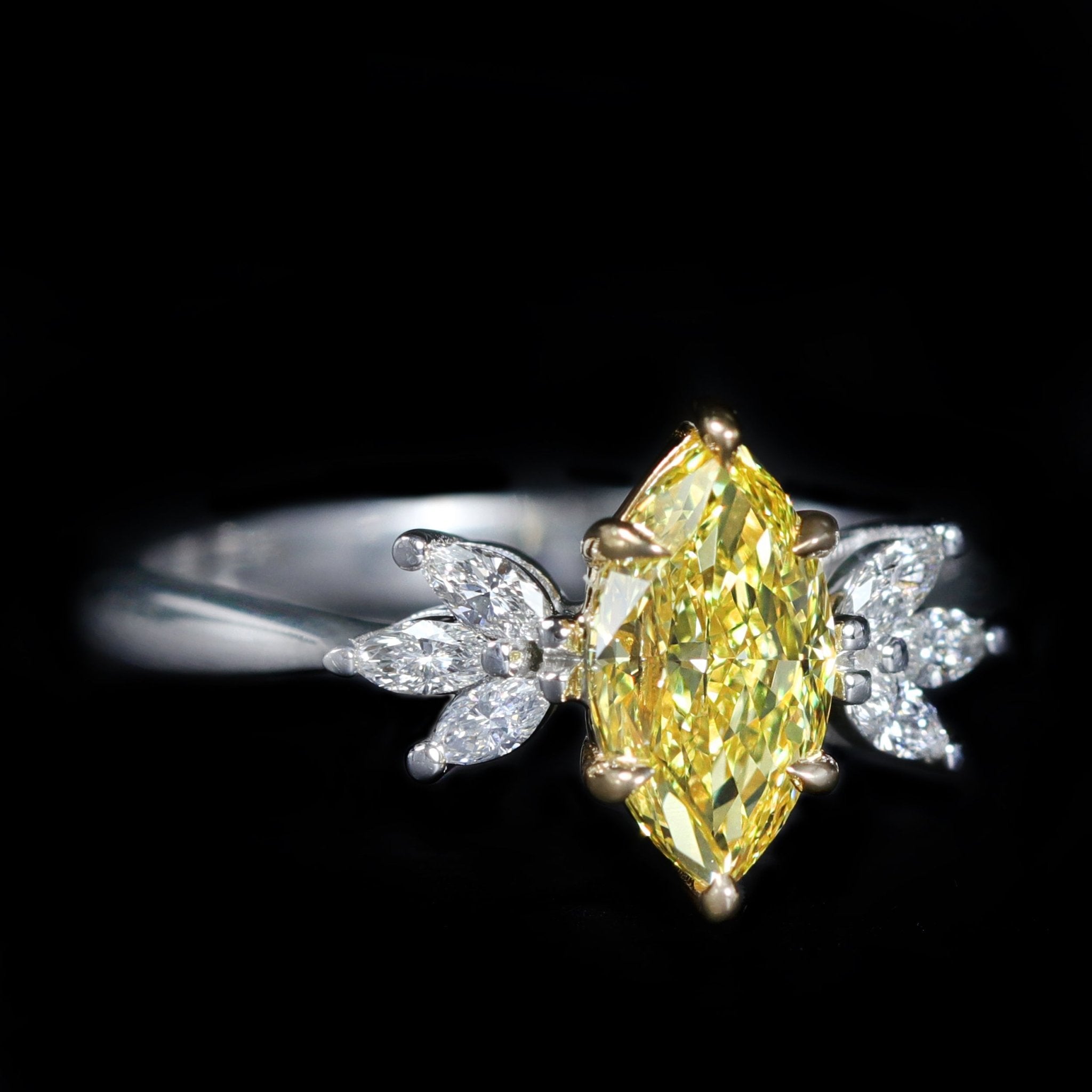 Platinum GIA 1.08 Carat Natural Fancy Intense Yellow Diamond Ring - Walton's Jewelry