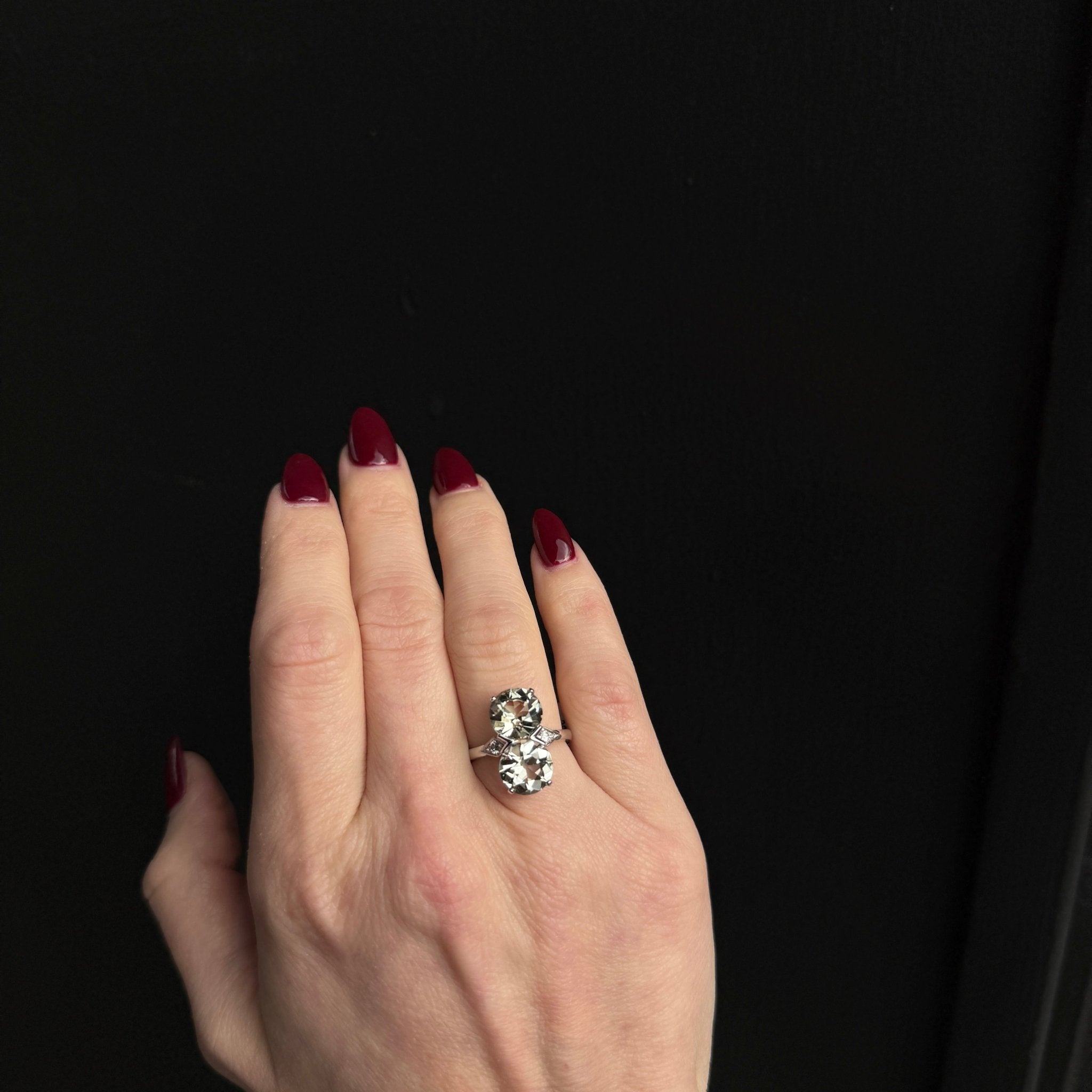 14K White Gold 5.19 CTW Prasiolite and Diamond Ring - Walton's Jewelry