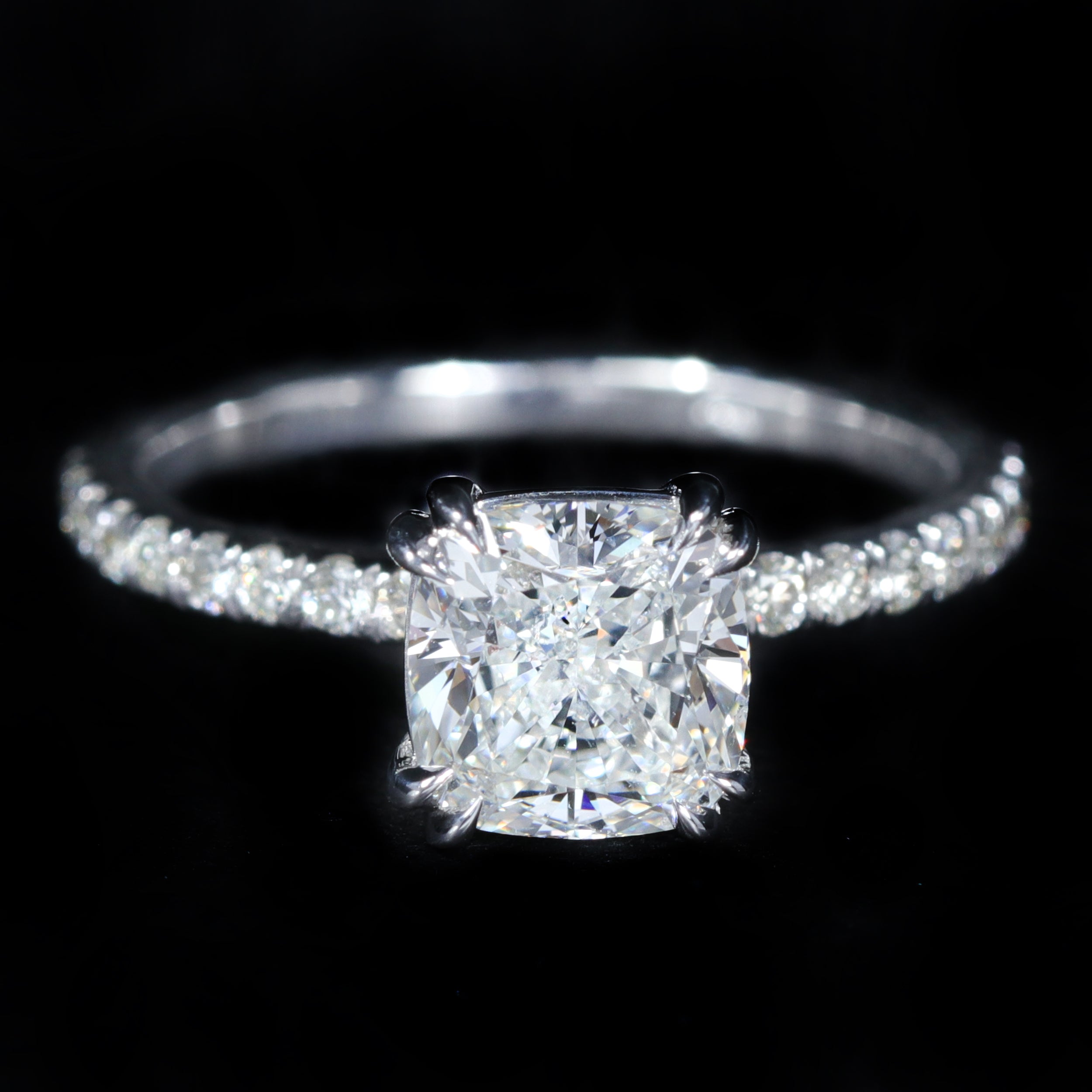 14K White Gold GIA 2.01 Carat Cushion Cut Diamond Engagement Ring