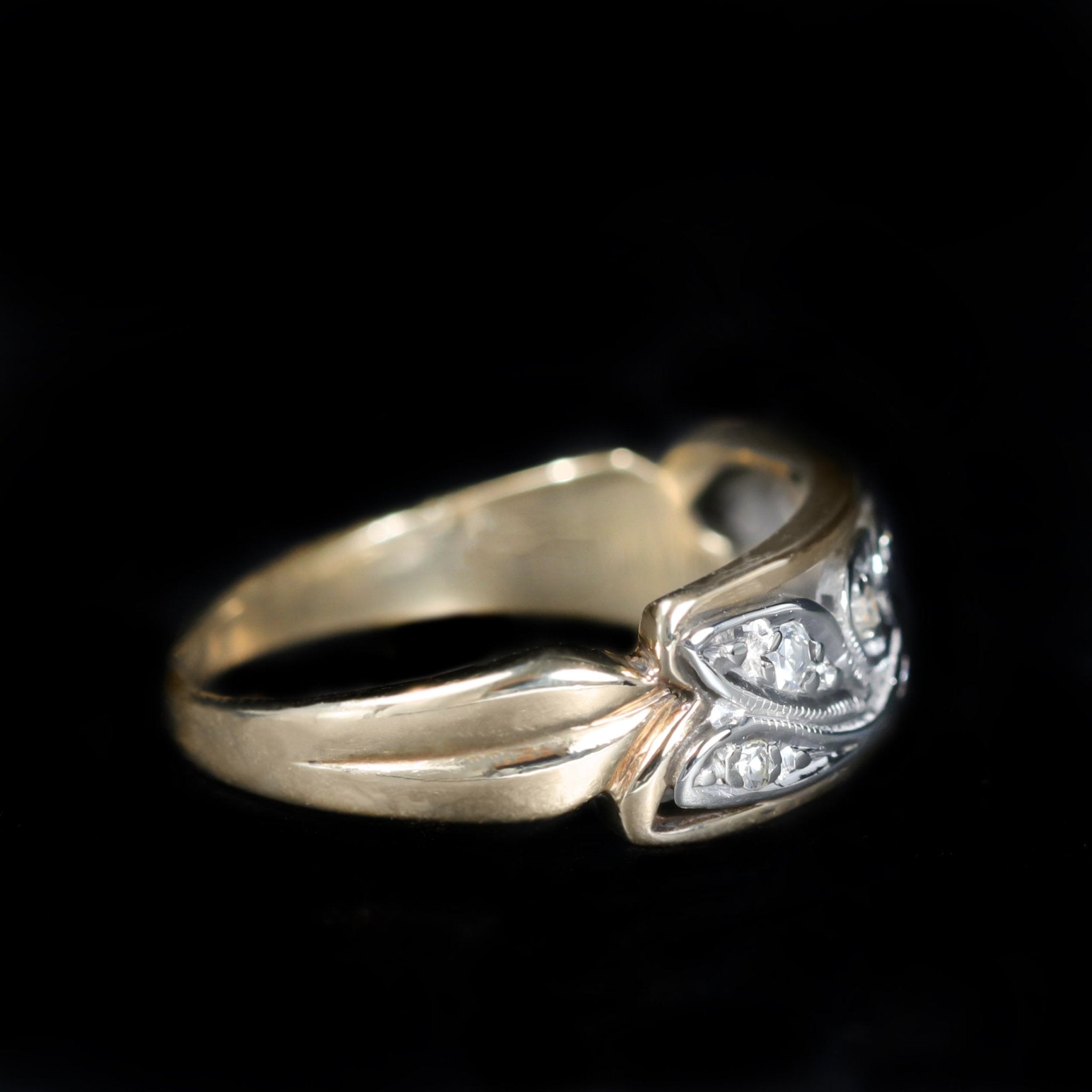 Retro Two Tone 0.10 CTW Diamond Band - Walton's Jewelry