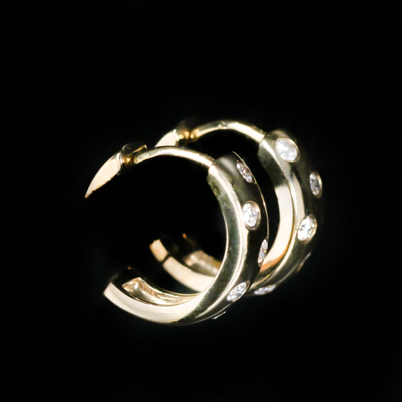 14K Yellow Gold 0.17 CTW Diamond Huggie Hoop Earrings