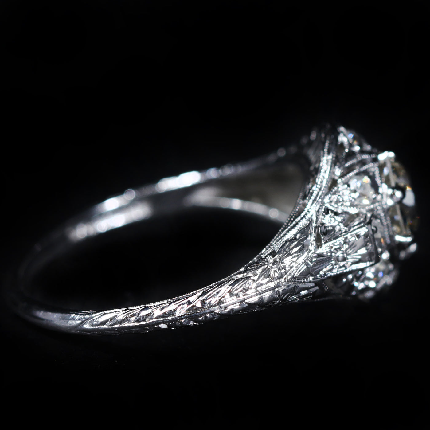 Art Deco 0.65 Carat Old European Cut Diamond Engagement Ring