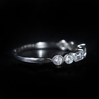 14K White Gold 0.52 CTW Baguette and Round Brilliant Cut Diamond Band