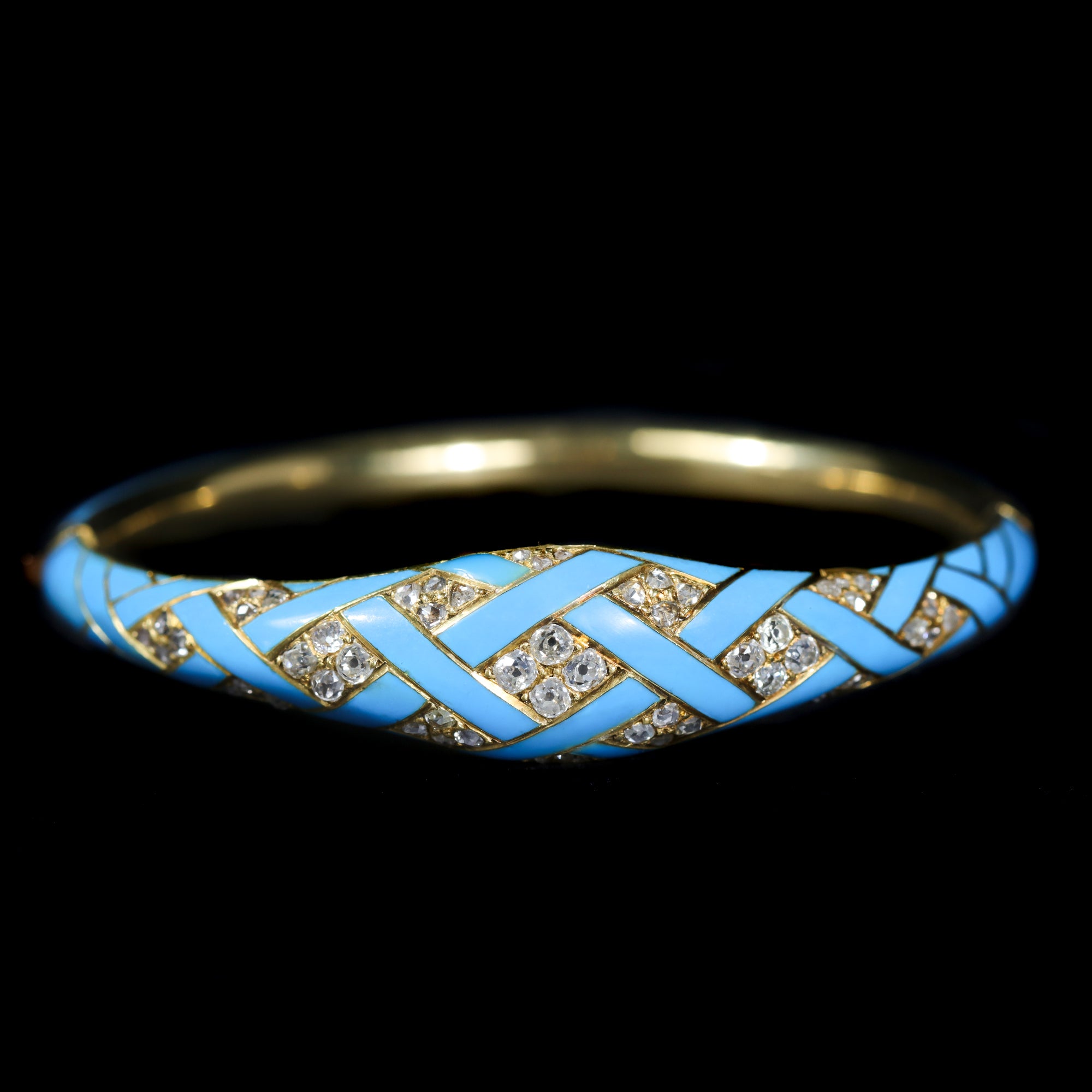 Victorian 1.35 CTW Diamond and Enamel Bangle Bracelet – Walton's