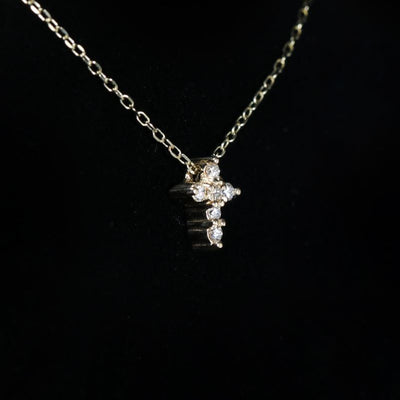 14k Yellow Gold 0.11 CTW Diamond Cross Necklace
