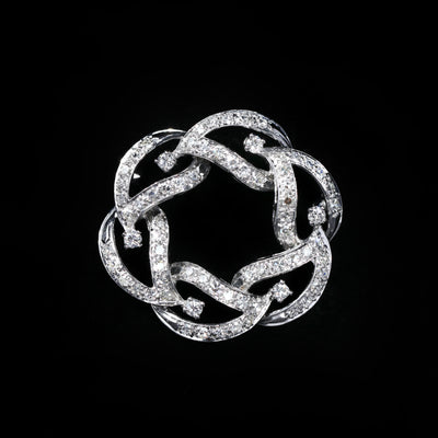 Estate 14K White Gold 1.55 CTW Diamond Wreath Brooch