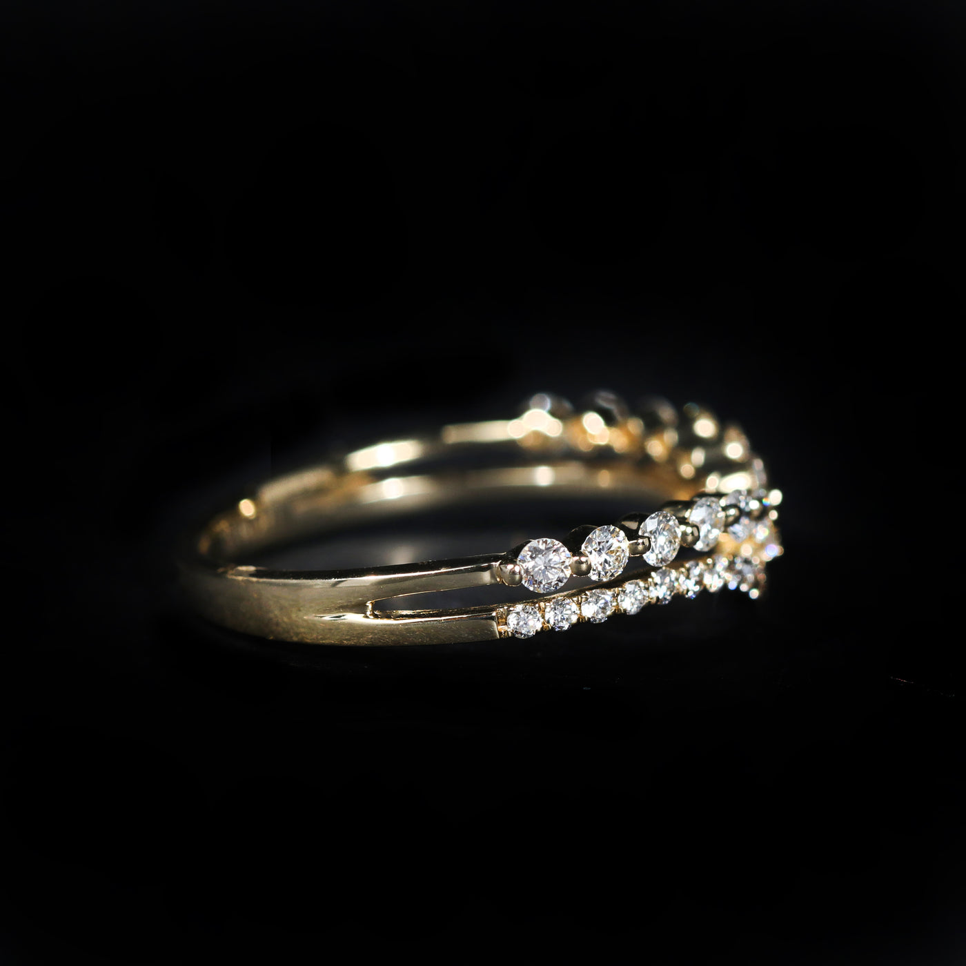 14K Yellow Gold 0.50 CTW Diamond Curved Band