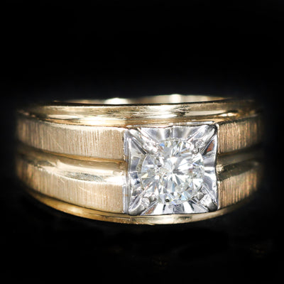 Estate 0.76 Carat Transitional Cut Diamond Ring