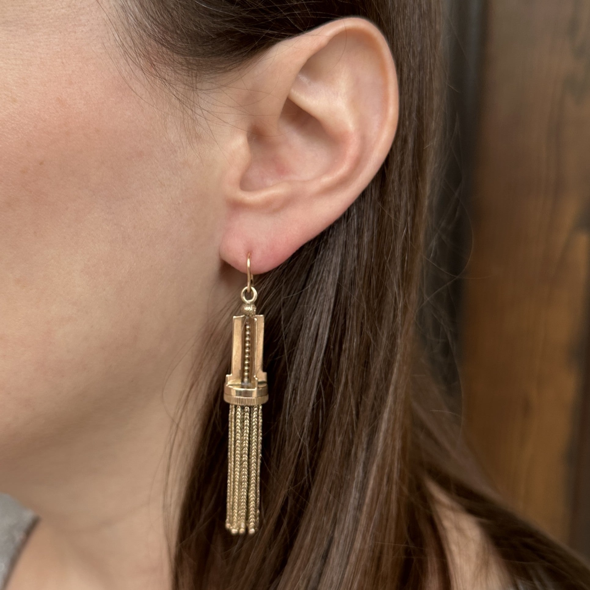 Victorian 10K Yellow Gold Tassel Earrings - Walton's Jewelry