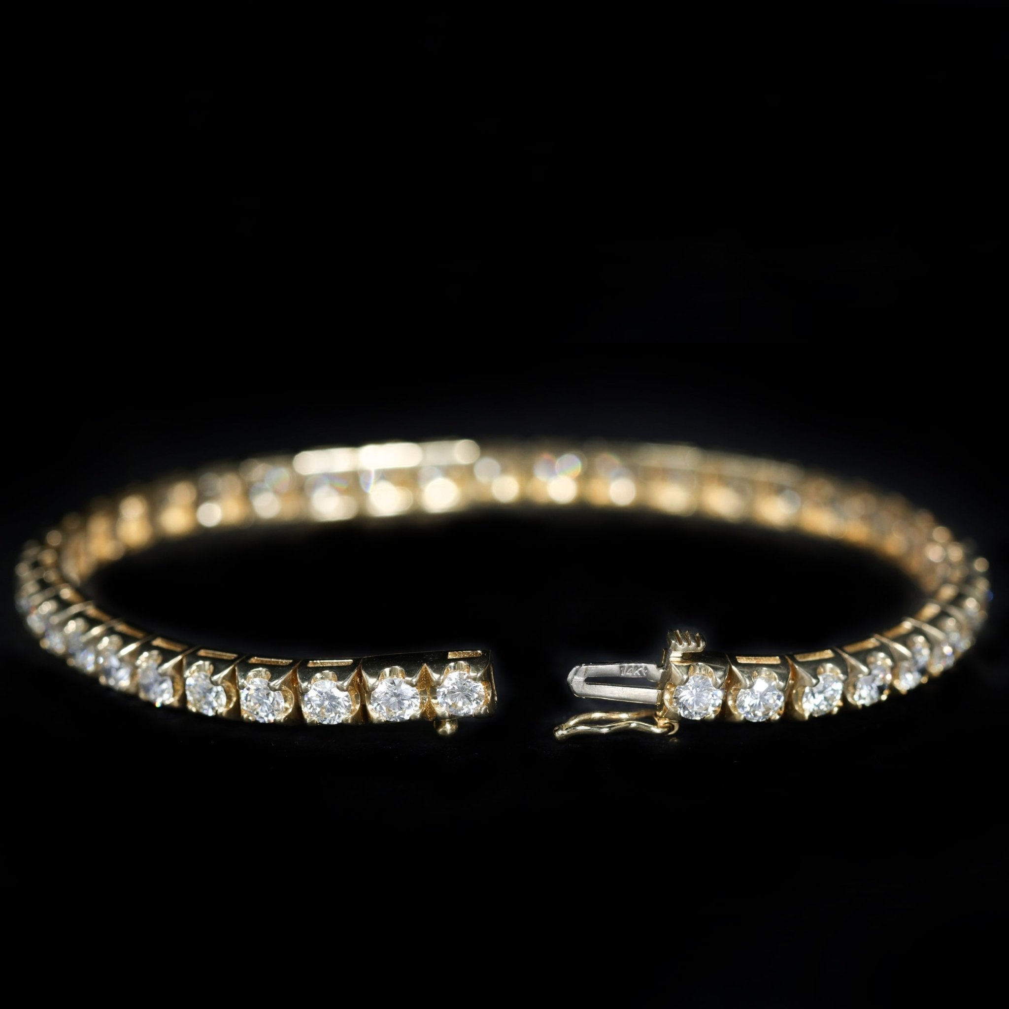 14K Yellow Gold 5.58 CTW Diamond Tennis Bracelet, 7" - Walton's Jewelry
