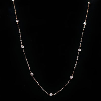 14k Rose Gold 0.50 Carat Diamond By The Yard Necklace