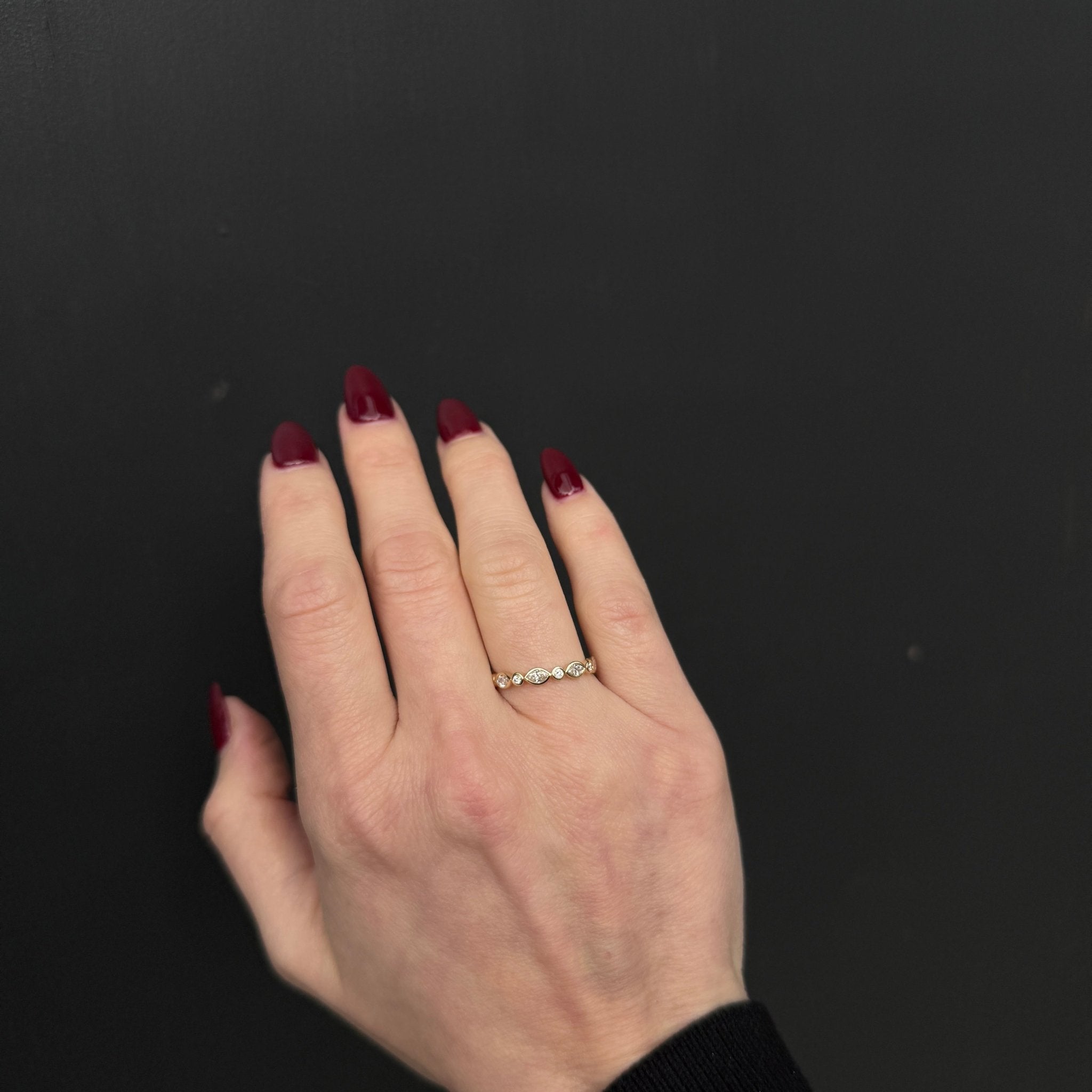 14K Yellow Gold 0.50 CTW Marquise and Round Diamond Band - Walton's Jewelry