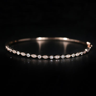 14K Rose Gold 0.80 Carat Diamond Bangle Bracelet