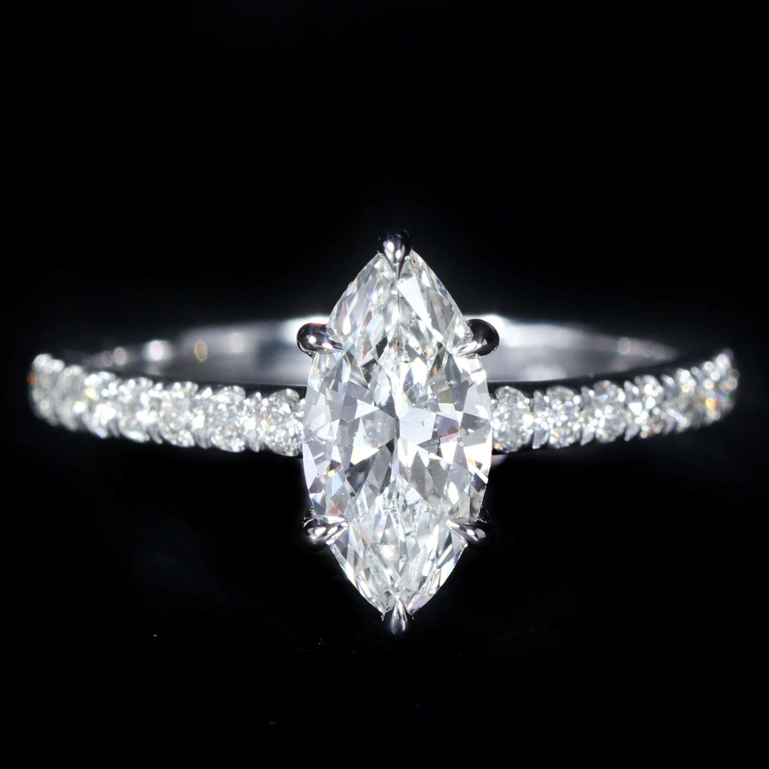 14K White Gold GIA 1.04 Carat Marquise Cut Diamond Engagement Ring