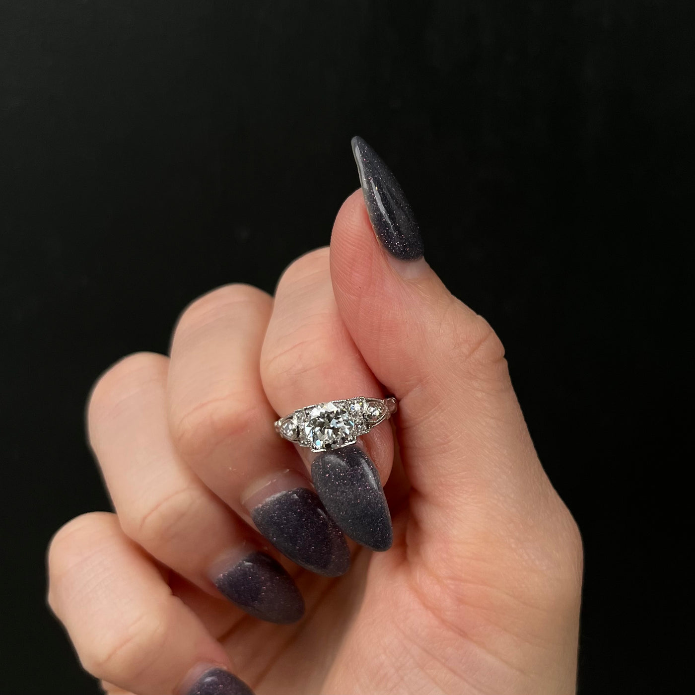 Art Deco GIA 1.02 Carat Old European Cut Diamond Engagement Ring