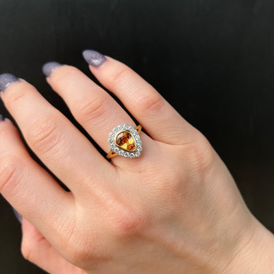14K Two Tone Gold 1.68 Carat Imperial Topaz and Diamond Ring