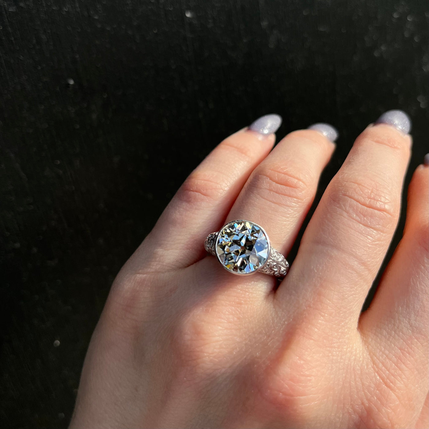 Art Deco Platinum .63 Carat Old European Cut Diamond Engagement Ring –  QUEEN MAY