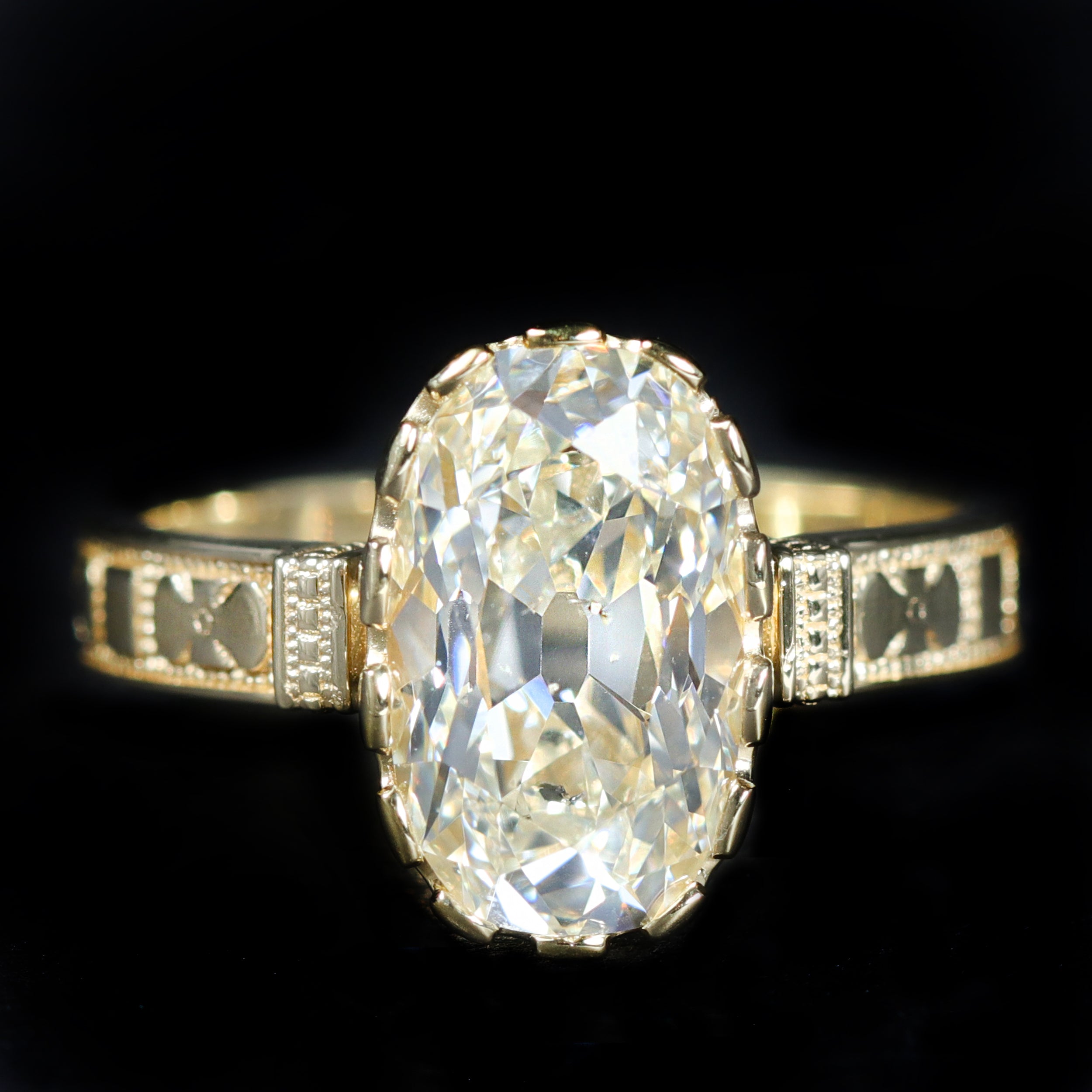 18K Yellow Gold GIA 3.04 Old Mine Cut Diamond Engagement Ring