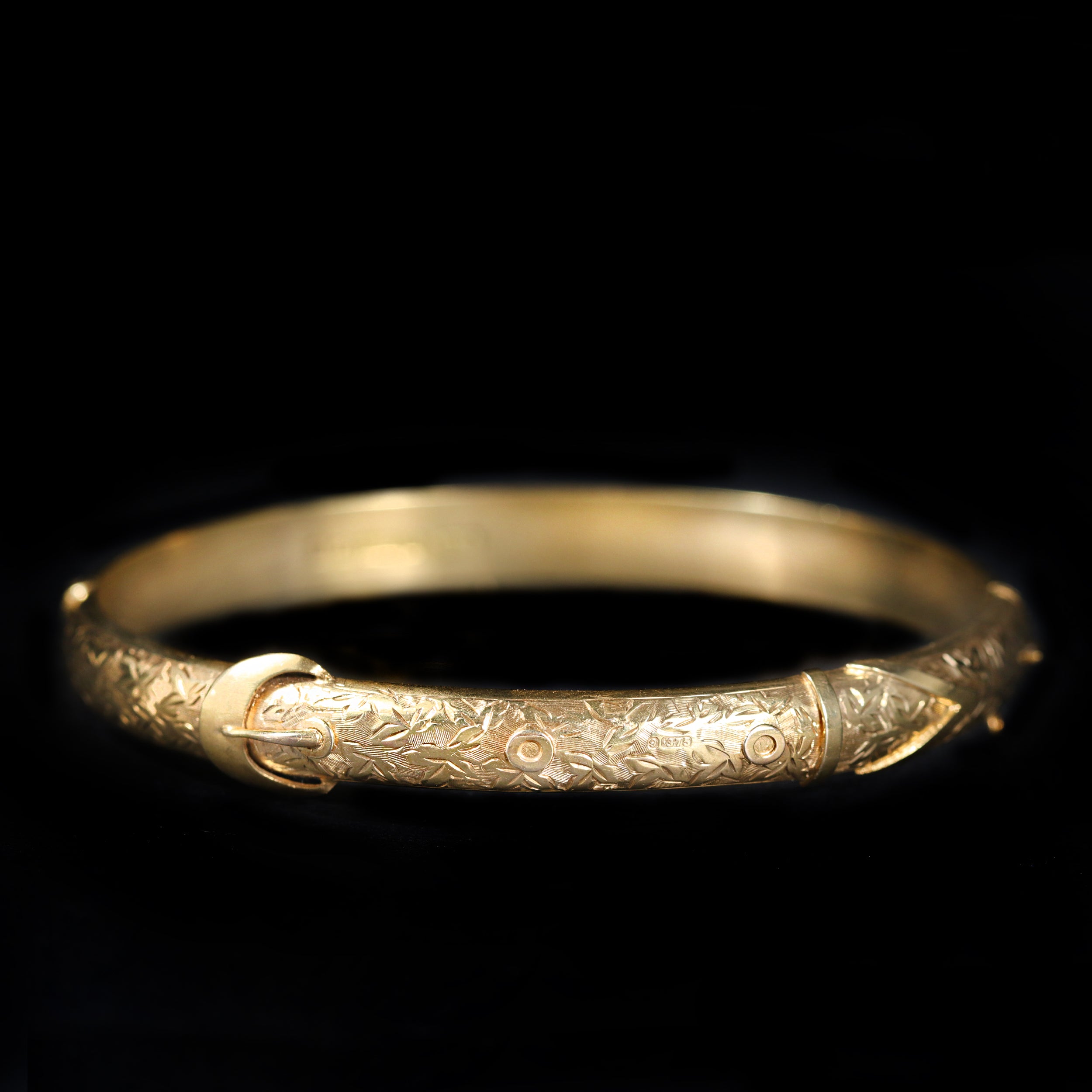 Victorian 9K Yellow Gold Buckle Bangle Bracelet