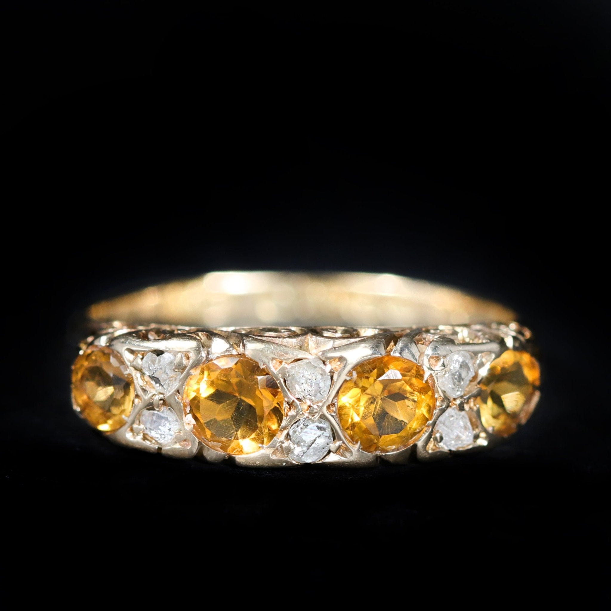 Victorian 1.00 CTW Citrine and Rose Cut Diamond Ring - Walton's Jewelry