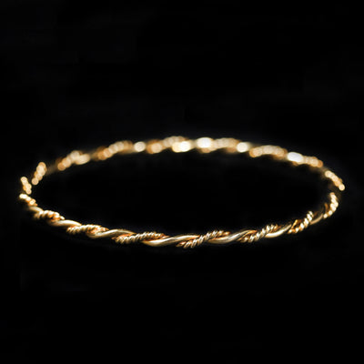 14k Yellow Gold Rope Bangle Bracelet