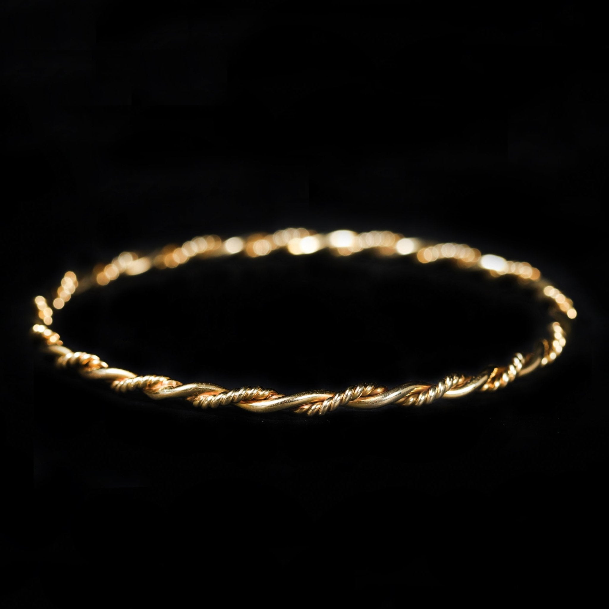 Estate 14K Yellow Gold Rope Bangle Bracelet - Walton's Jewelry
