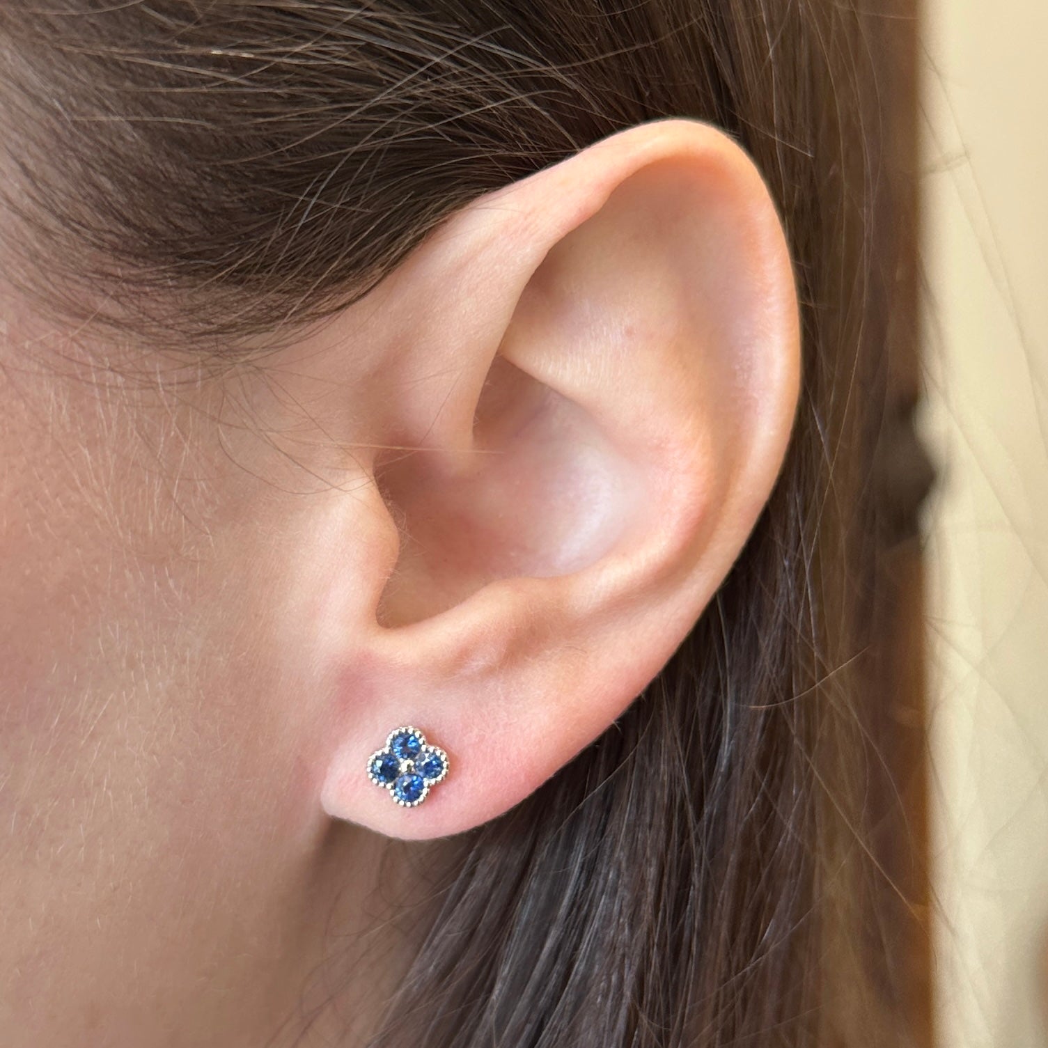 14K White Gold 0.53CTW Sapphire Stud Earrings - Walton's Jewelry