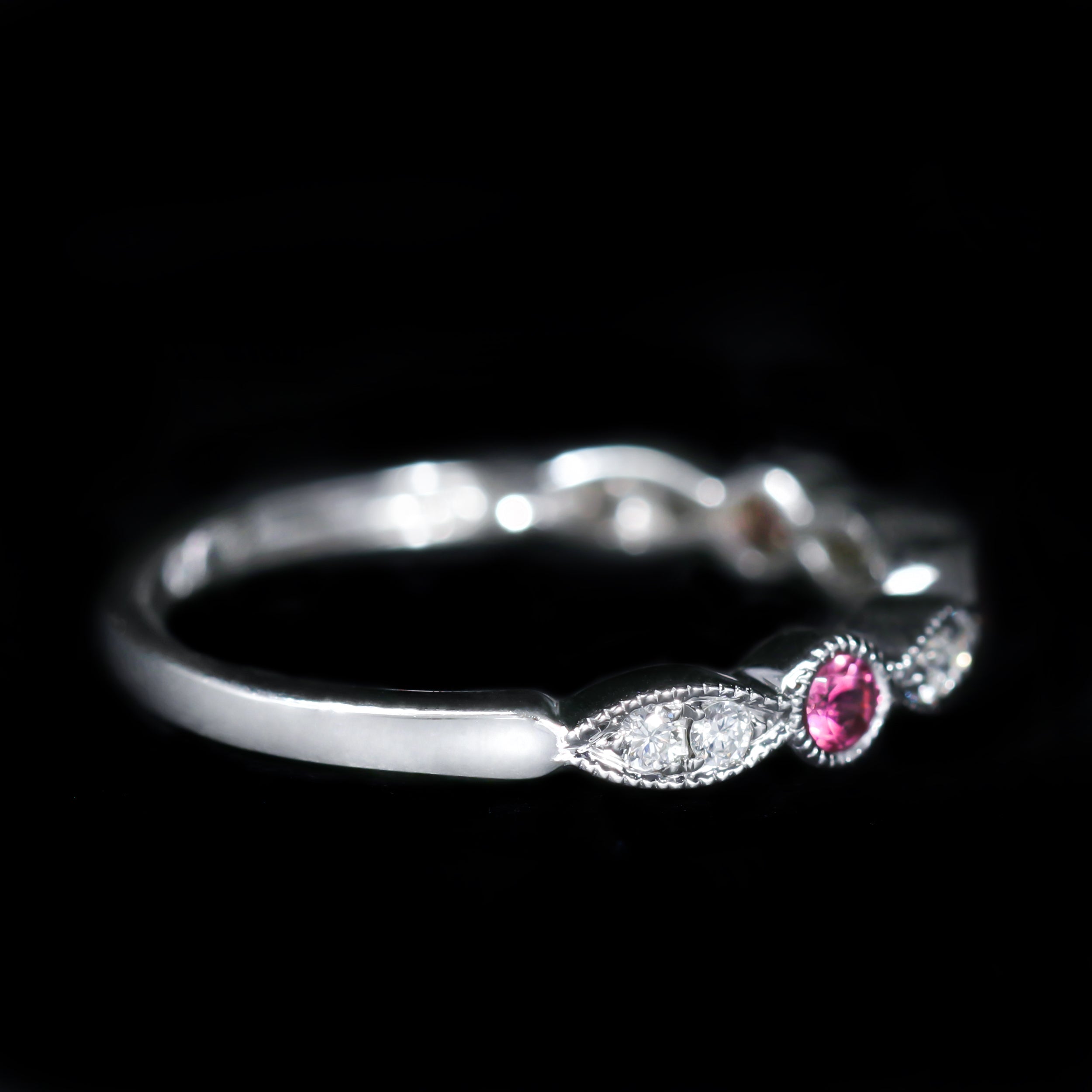 14K White Gold 0.20 CTW Pink Sapphire and Diamond Band