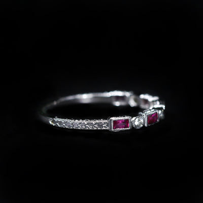 14K White Gold 0.32 CTW Ruby and Diamond Band