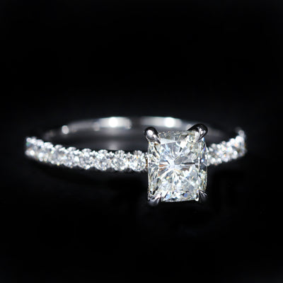 14K White Gold GIA 1.01 Carat Cushion Cut Diamond Engagement Ring