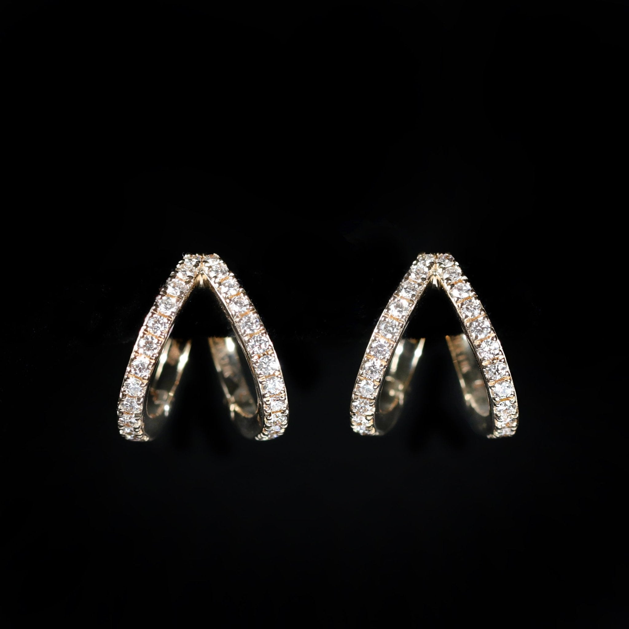 14K Yellow Gold 0.46 CTW Diamond Split Hoop Earrings - Walton's Jewelry