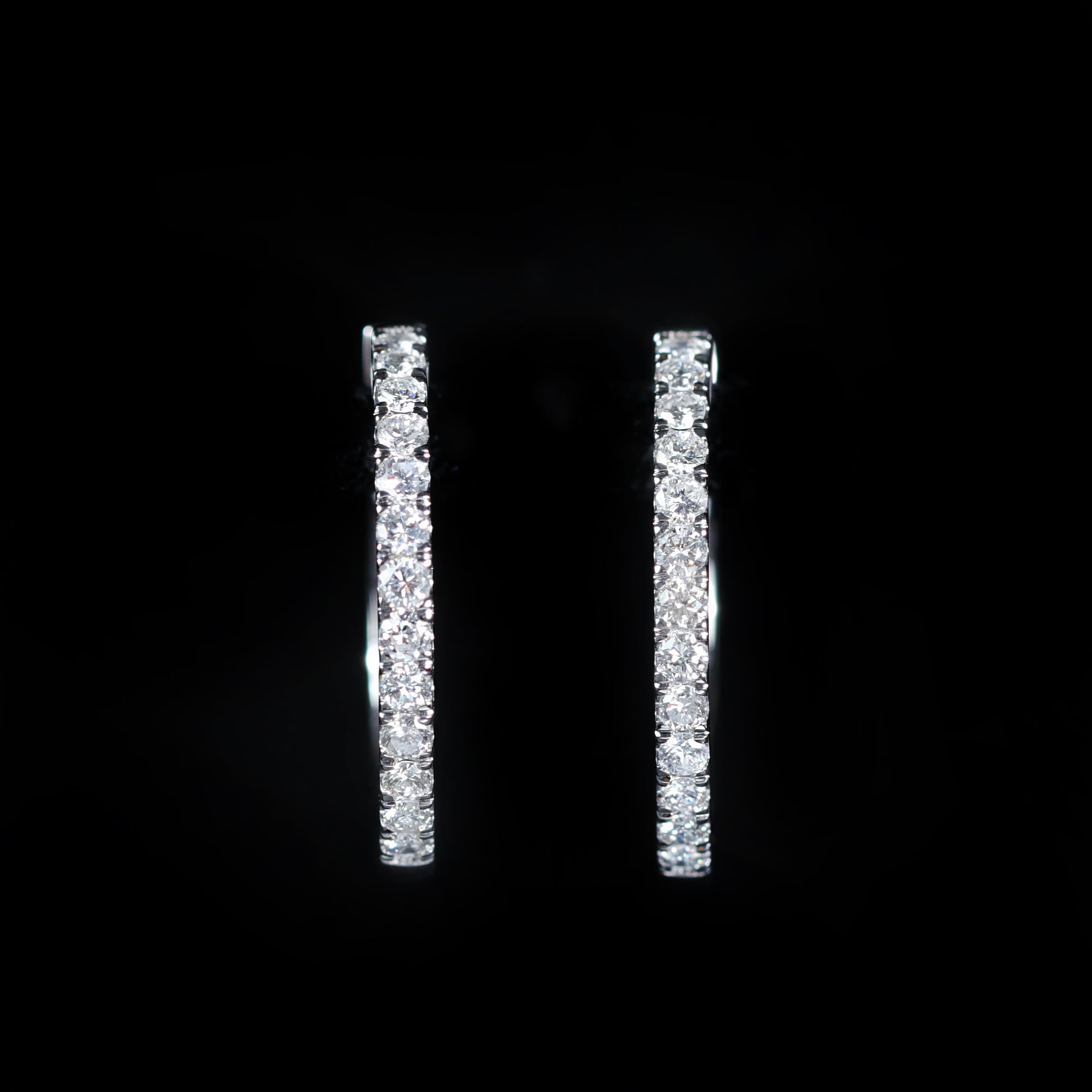 14K White Gold 1.08 CTW Diamond Hoop Earrings