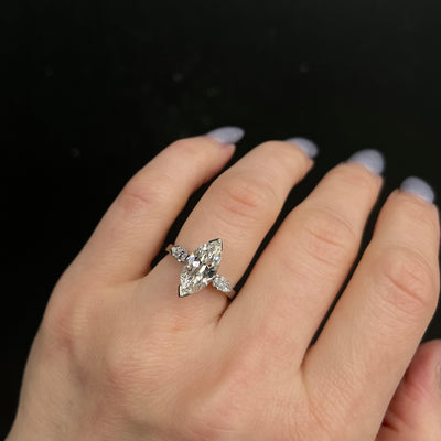 Art Deco Platinum 2.53 Carat Marquise Cut Diamond Engagement Ring