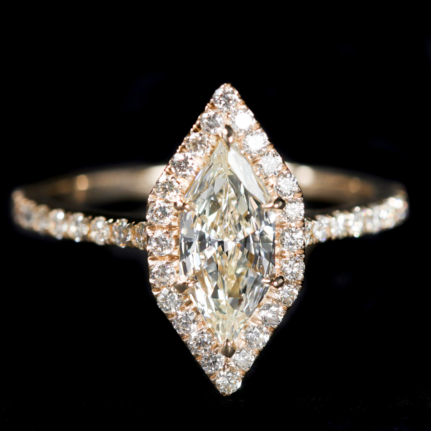 14K Yellow Gold GIA 0.77 Carat Duchess Cut Diamond Engagement Ring