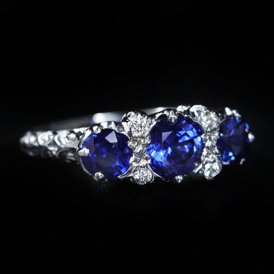 14K White Gold 1.74 CTW Sapphire and Diamond Ring