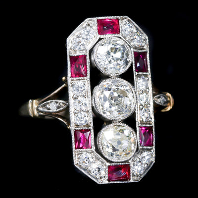 Edwardian 1.61 CTW Diamond and Ruby Ring