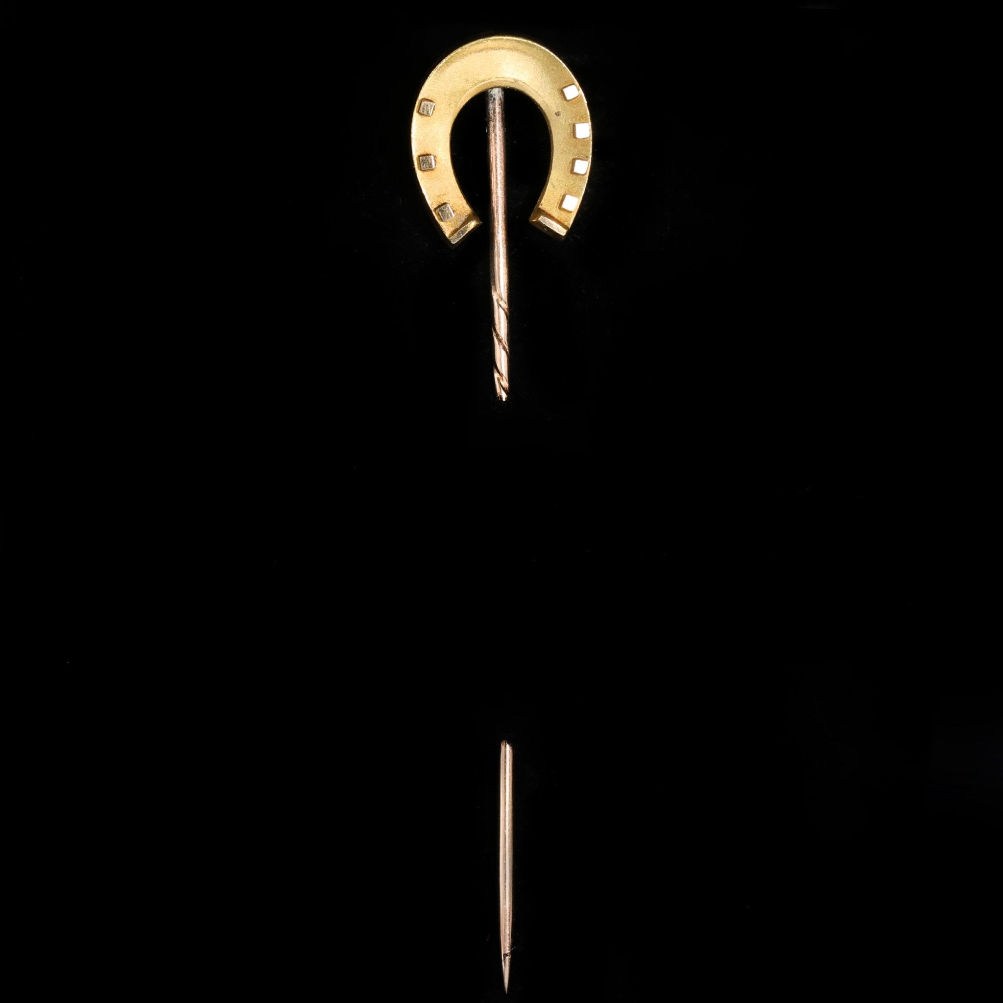 Victorian 15K Yellow Gold Horseshoe Stick Pin - Walton's Jewelry