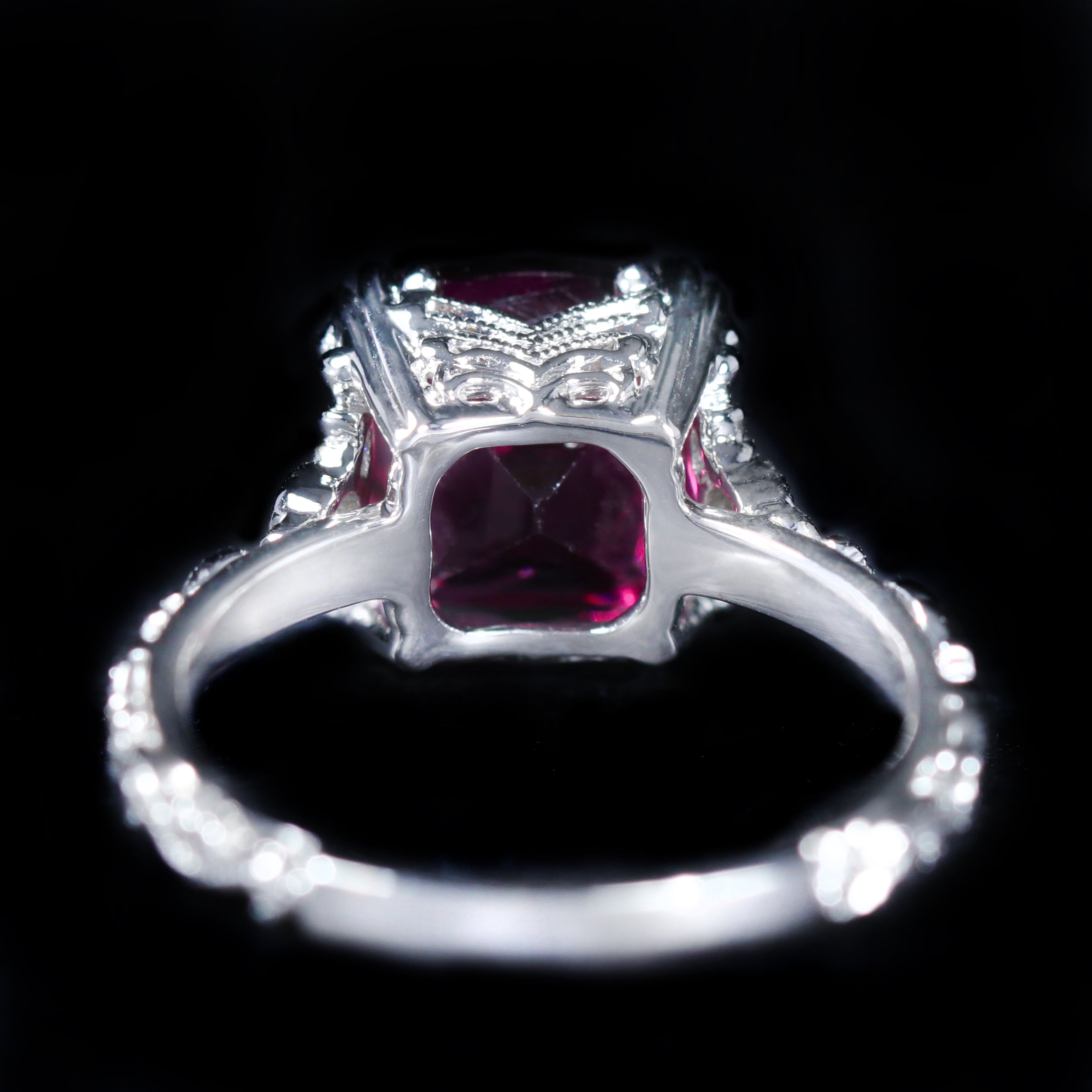 14K White Gold 4.18 Carat Rhodolite Garnet and Diamond Ring