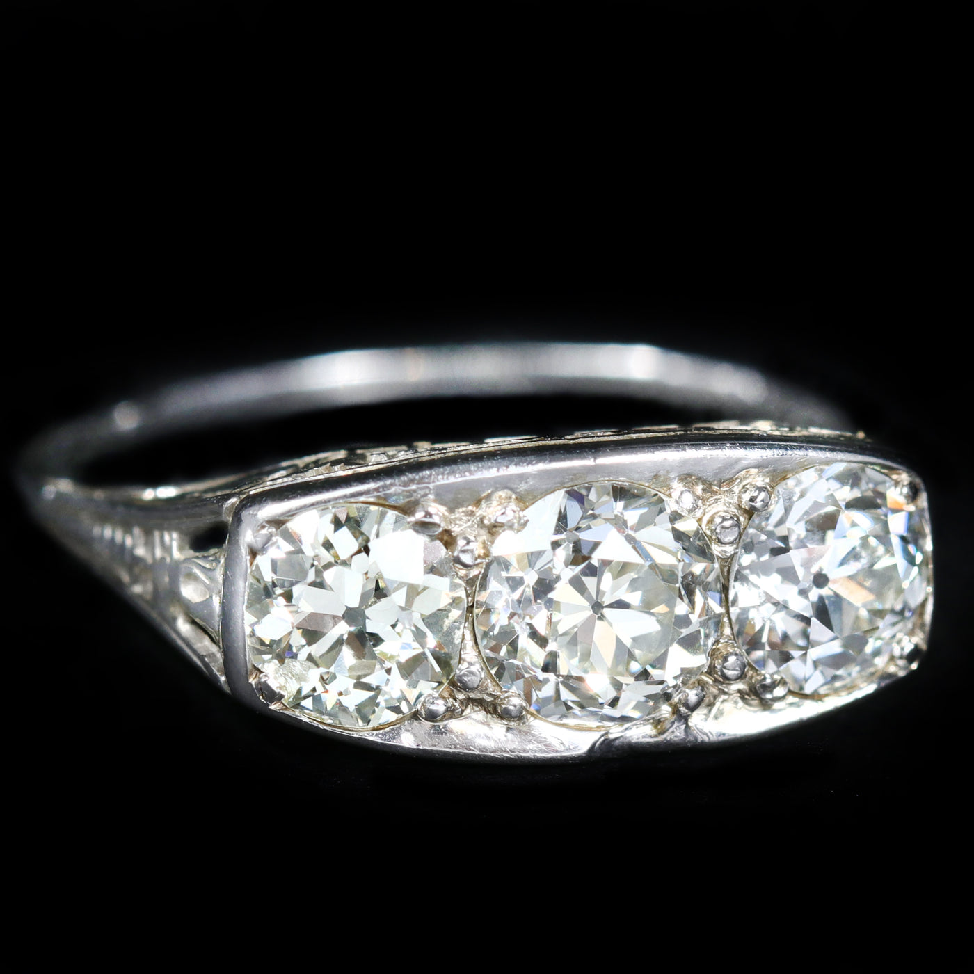 Art Deco 1.80 CTW Old Mine Cut Diamond Engagement Ring