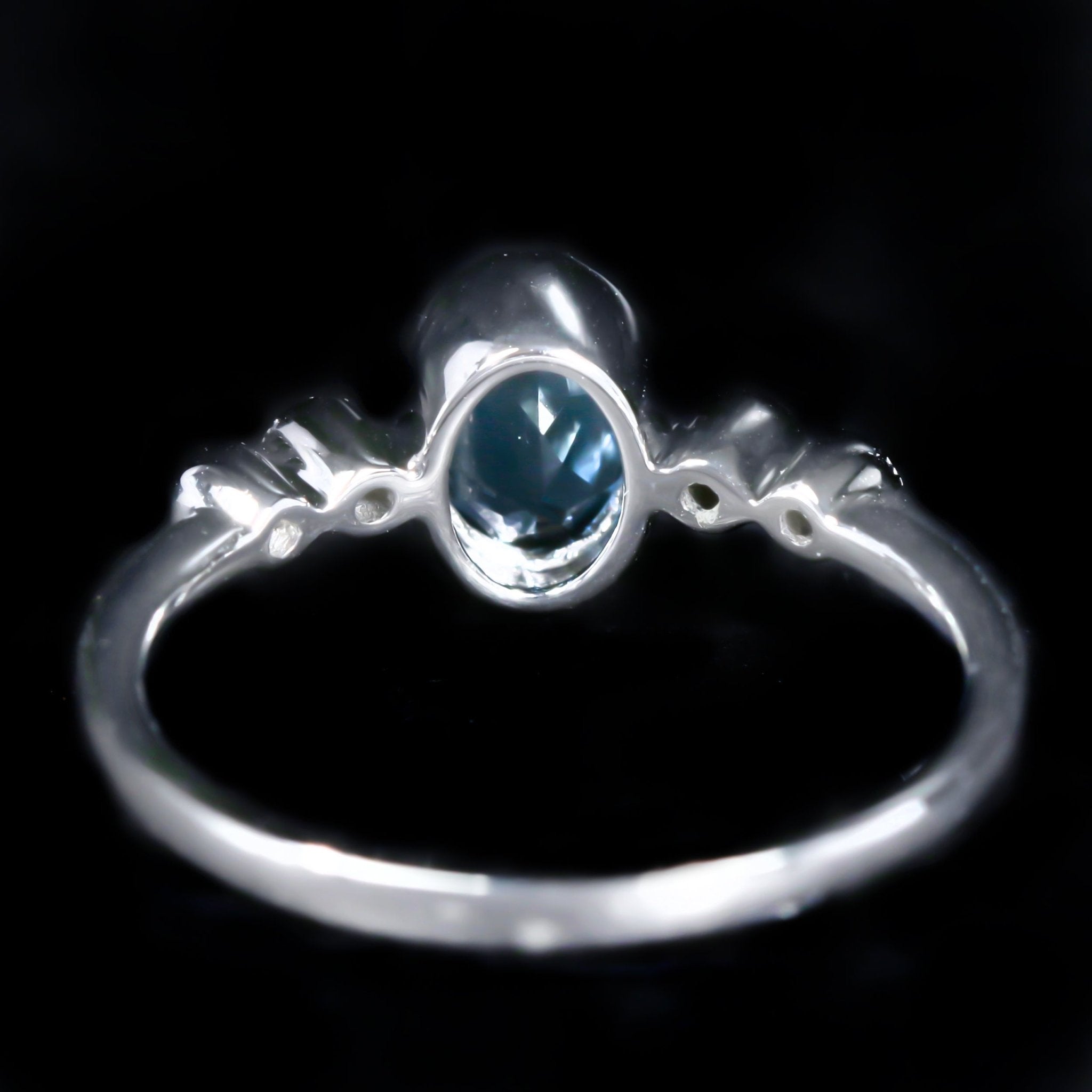 14K White Gold 0.90 Carat Blue Topaz and Diamond Ring - Walton's Jewelry