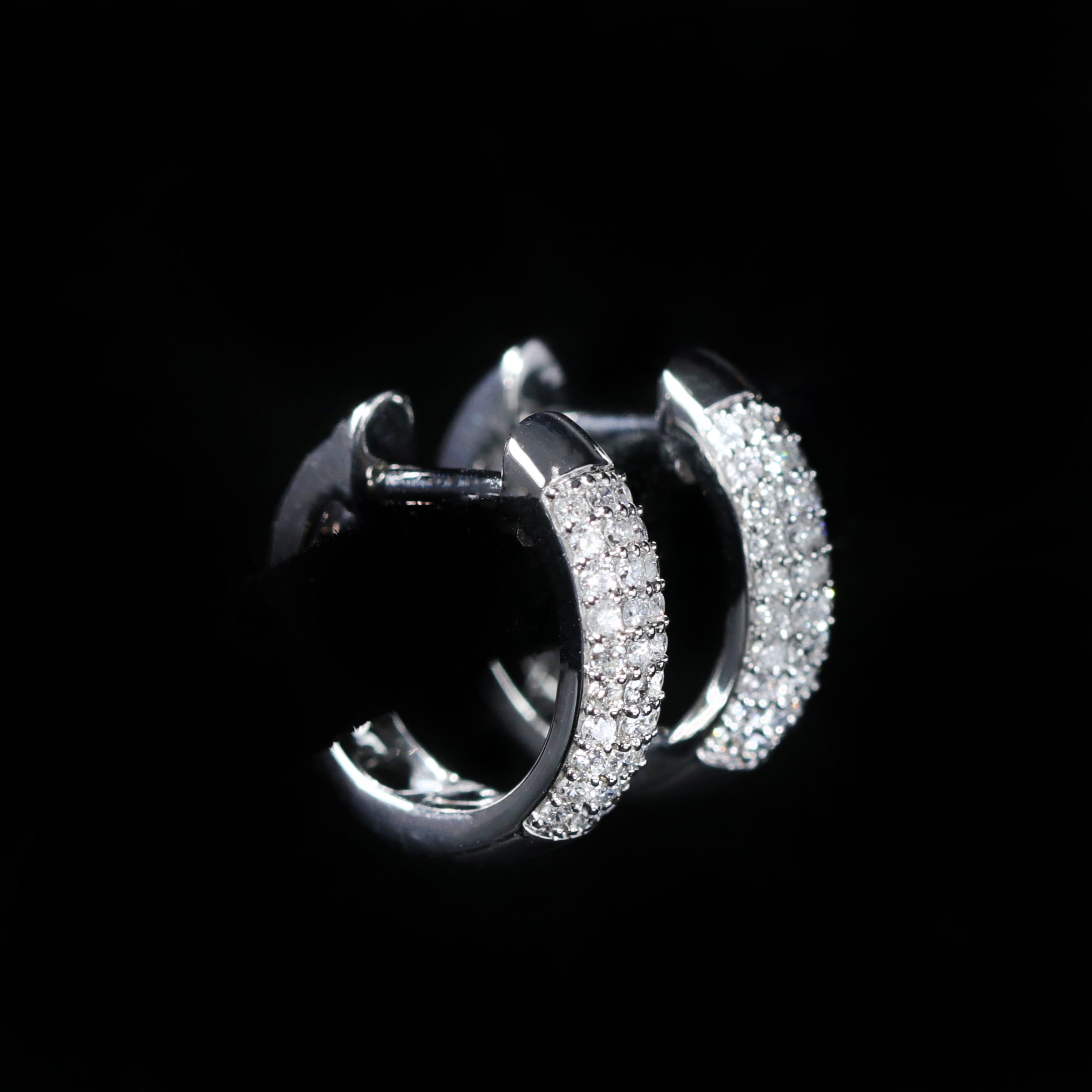 14K White Gold 0.32 CTW Diamond Huggie Hoop Earrings