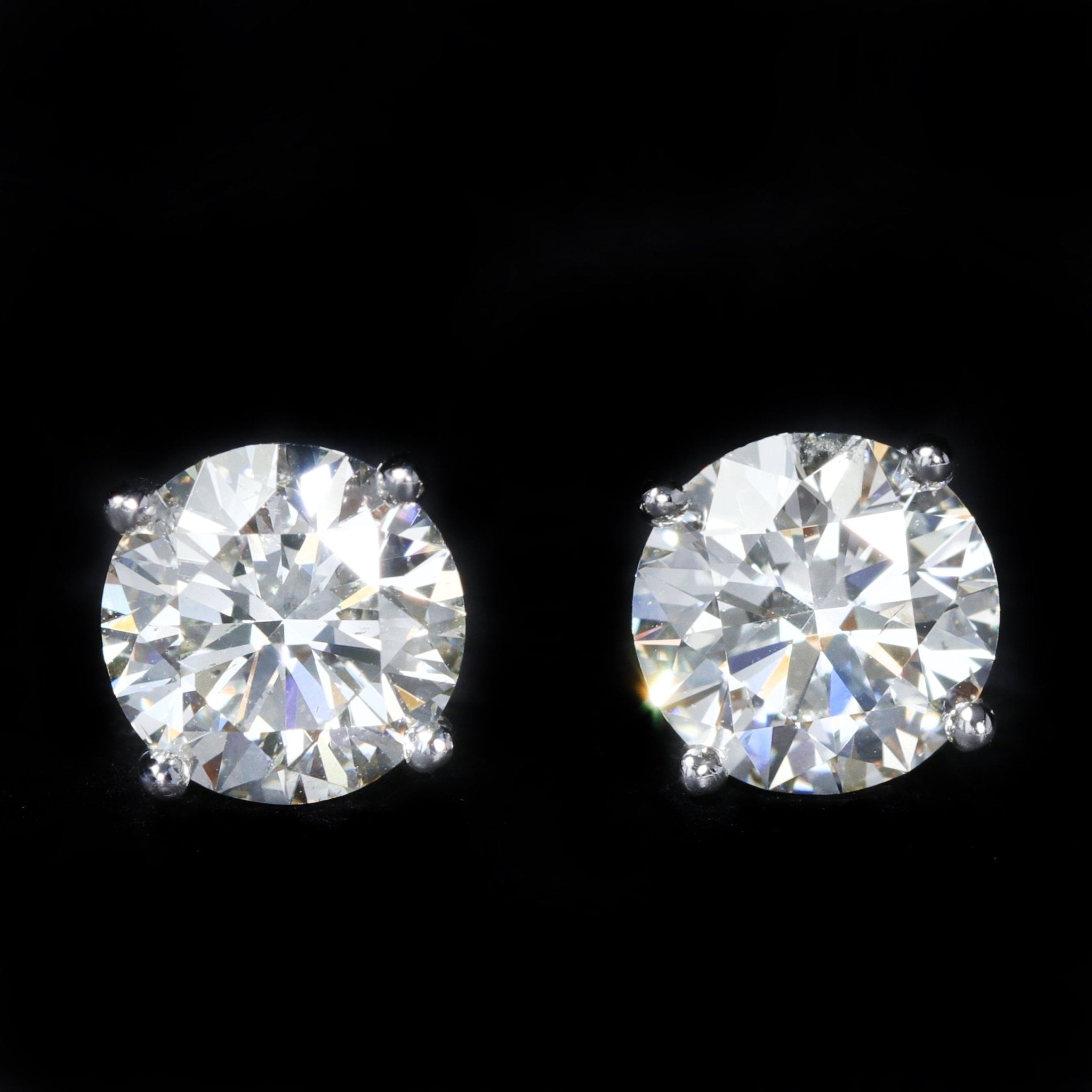 14k White Gold GIA 2.00 CTW Diamond Stud Earrings - Walton's Jewelry