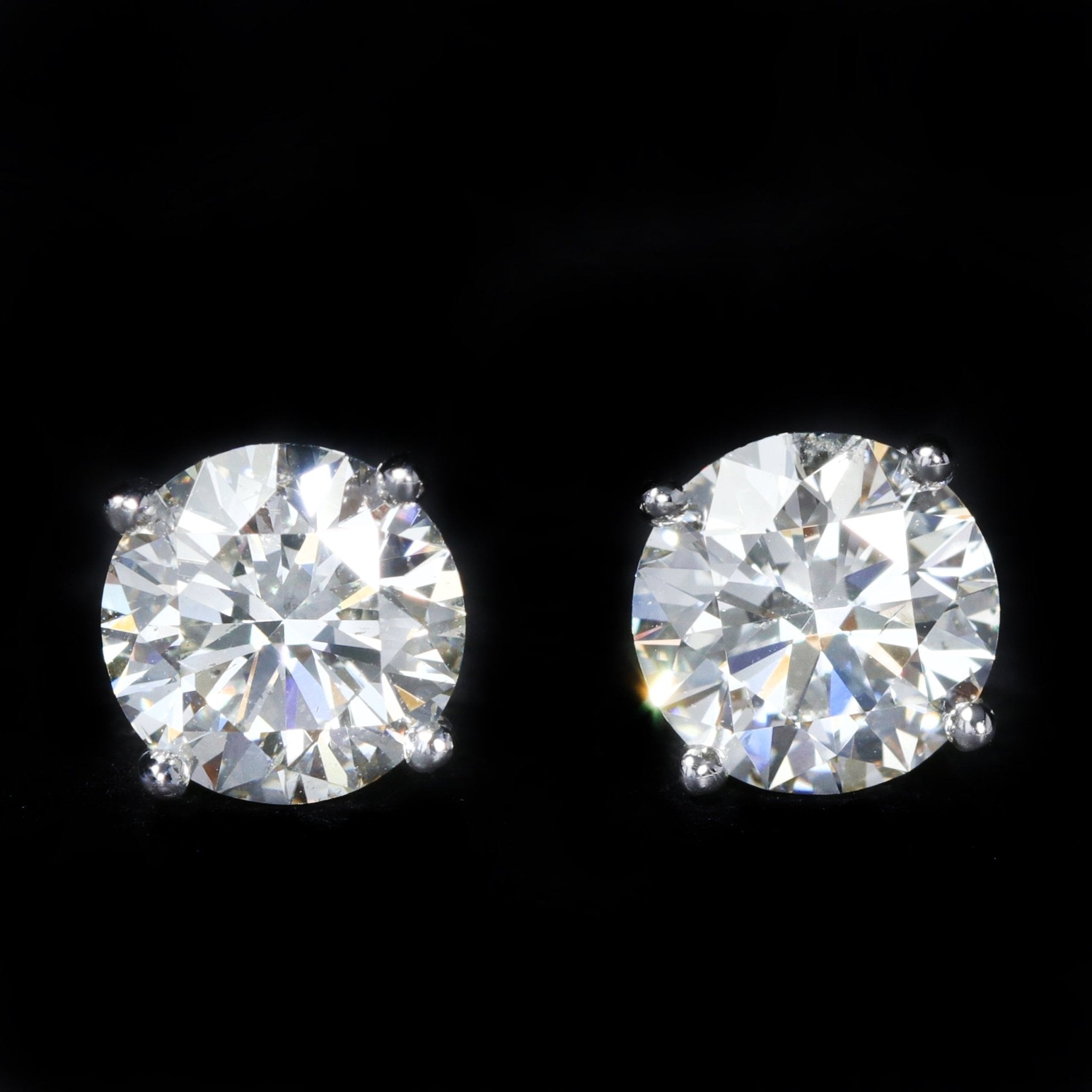 14k White Gold GIA 1.40 CTW Diamond Stud Earrings - Walton's Jewelry